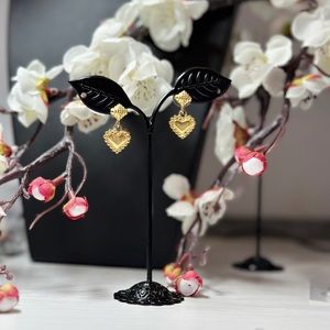 Gold Tone Heart Hoop Earrings